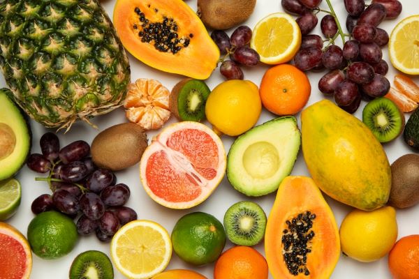 Frutas e vegetais frescos selecionados